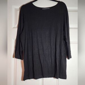 Josephine Chaus Black 3/4 Sleeve Top L Has Some Wash Wear